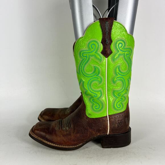 Ariat Quickdraw Western Boot Womens 5.5 Brown Lime Cowgirl Square Toe 10016311 - Picture 5 of 10